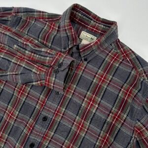 L.L. Bean Red and Blue Plaid Casual Button Down Shirt
